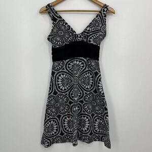Patagonia Dress Womens Size XS Black Halter Mini Floral Geometric Organic Cotton